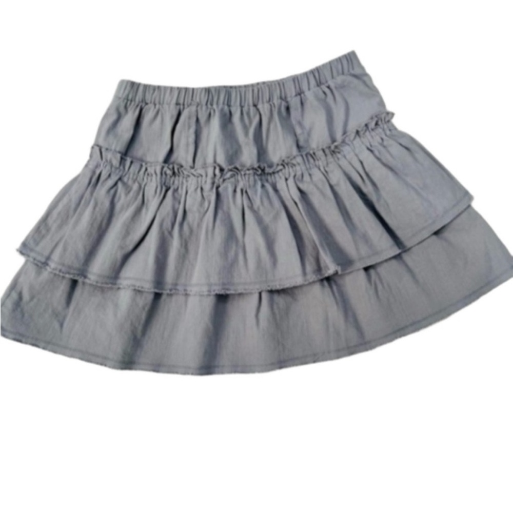 Kirious Women’s Grey Denim Y2K Double Panel Skirt Size Large